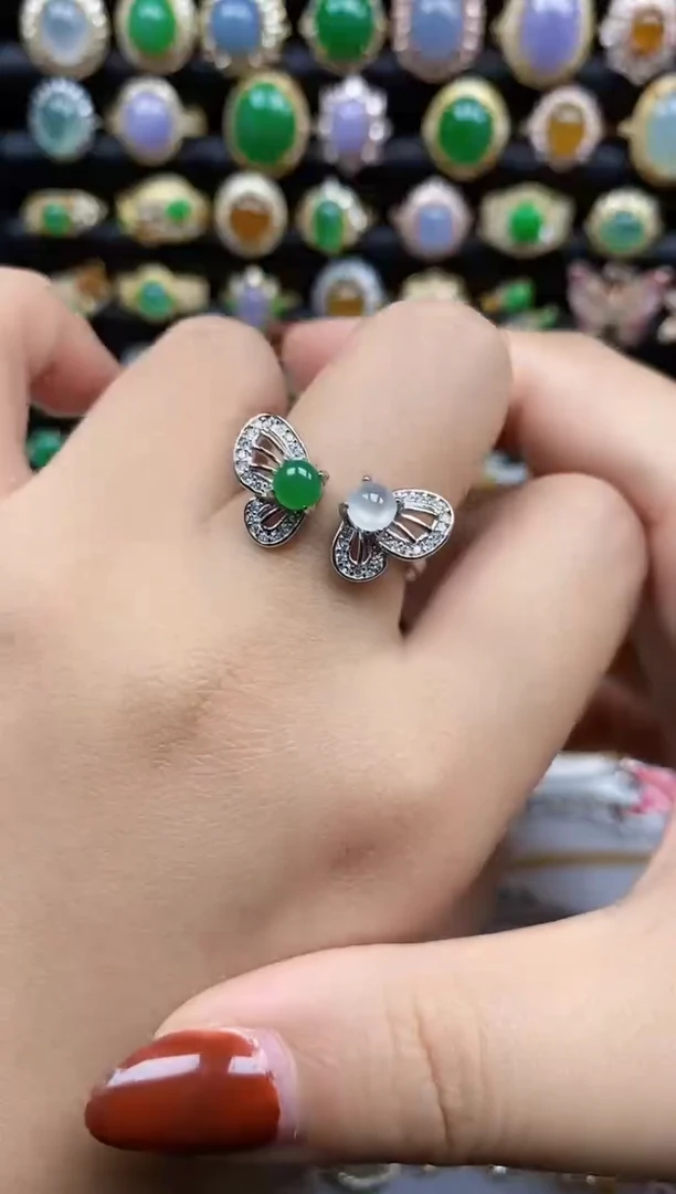 银S925镶嵌戒指翡翠6646