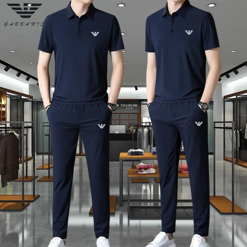 【意大利撤柜直发】品牌男士高端透气宽松春夏短袖运动弹力套装男