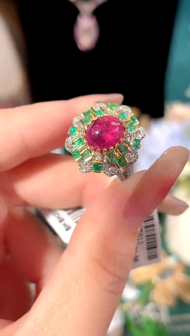 碧玺戒指银S925镶嵌戒指