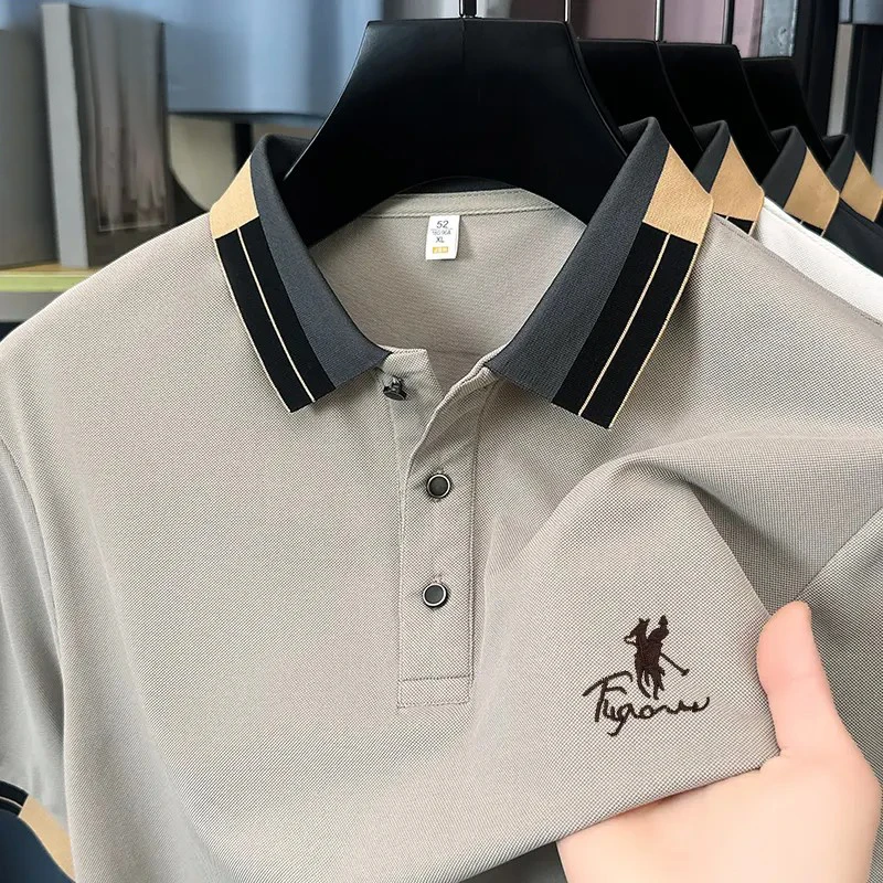 子单保罗高端poloPOLO衫男夏季新款潮牌短袖男士休闲外贸刺绣上衣