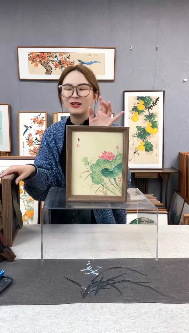 【闪购商品】国画10寸-23*29摆台手绘作品-荷花