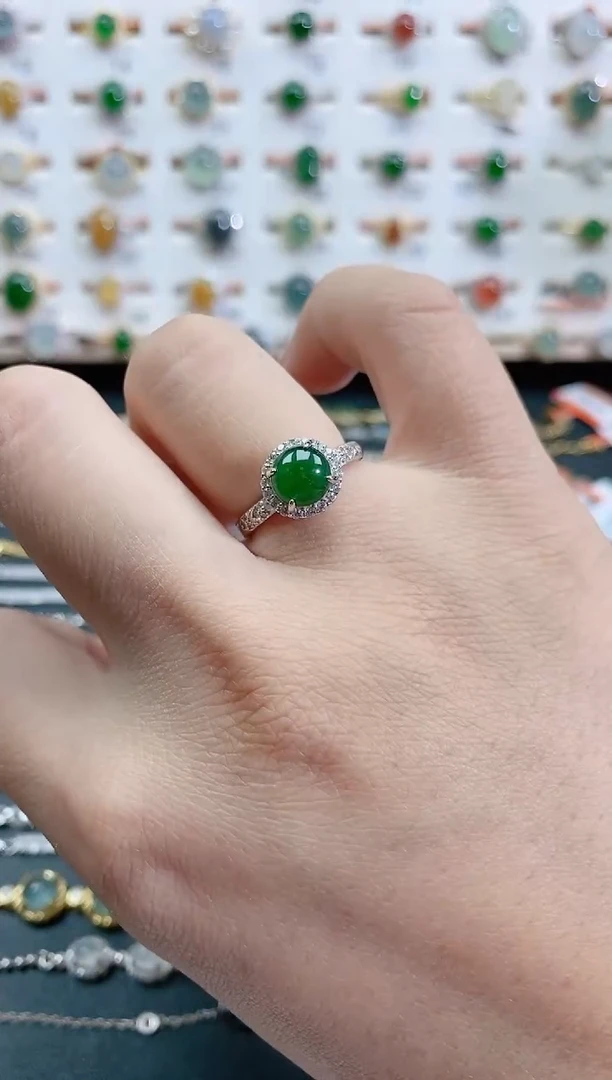 银S925镶嵌戒指翡翠天然翡翠