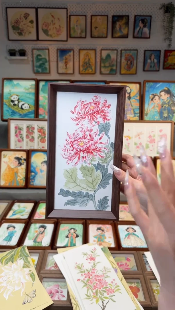 国画红菊花 手绘国画27