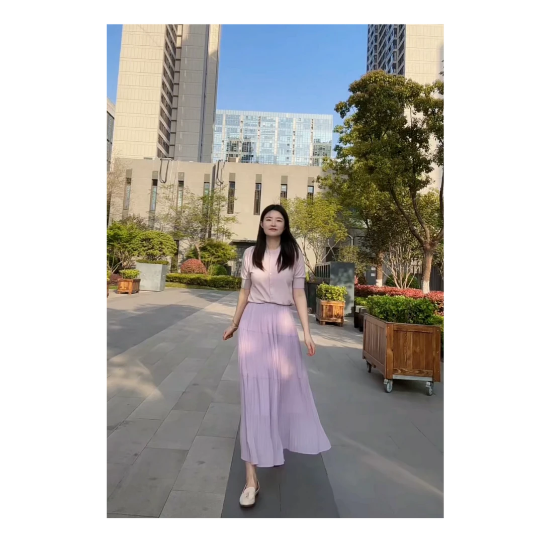 1【瘦瘦裙】重工压褶乔其纱半裙