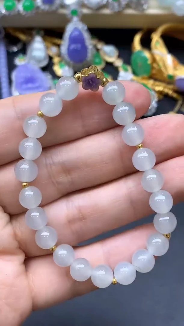 足金镶嵌手链翡翠340-中国好珍宝
