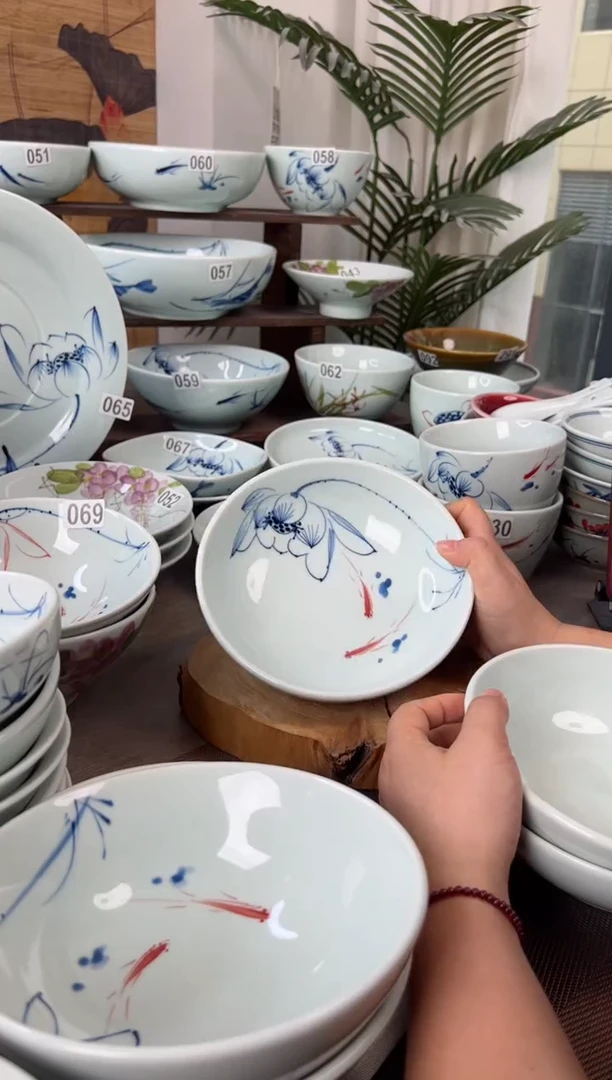 手绘微瑕手绘7寸木子碗（随机图案单只装）