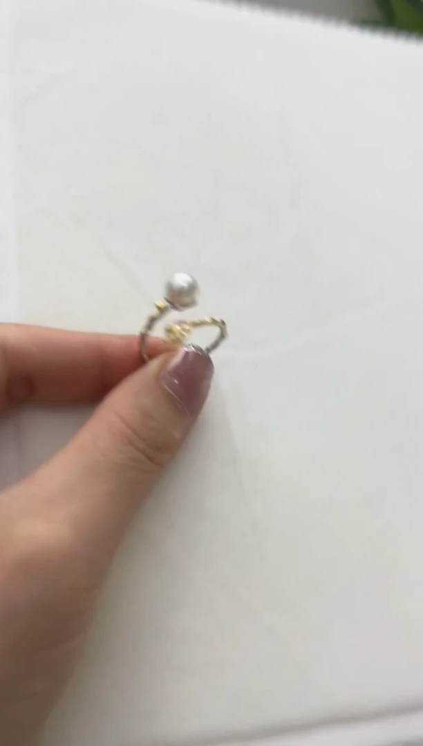 银S925镶嵌戒指海水珍珠戒指