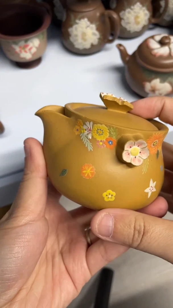 茶壶紫砂黄金段手抓壶