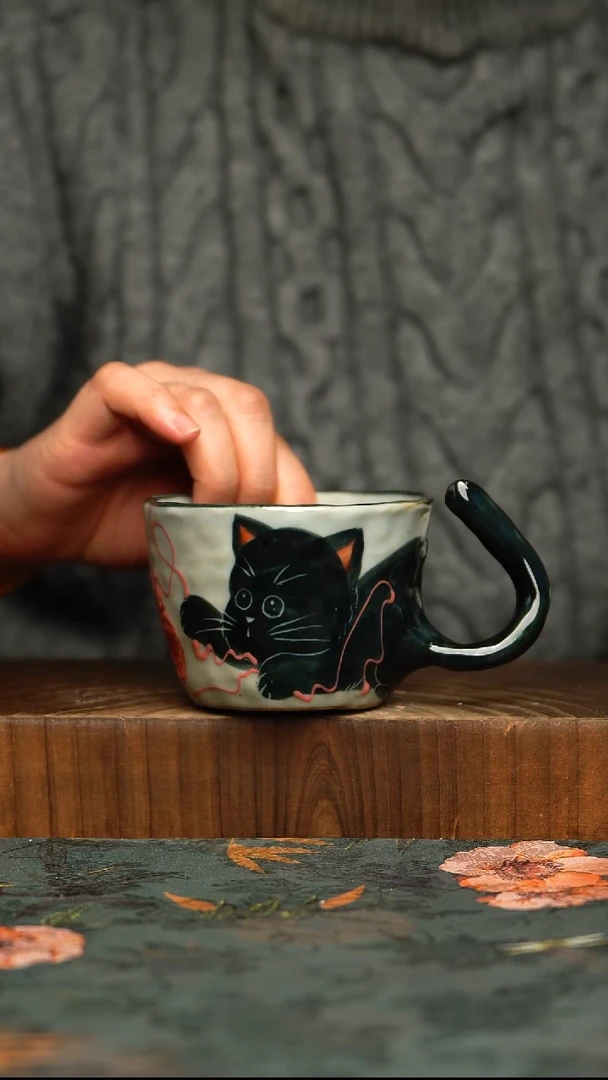 杯釉下彩手工手绘同款陶器