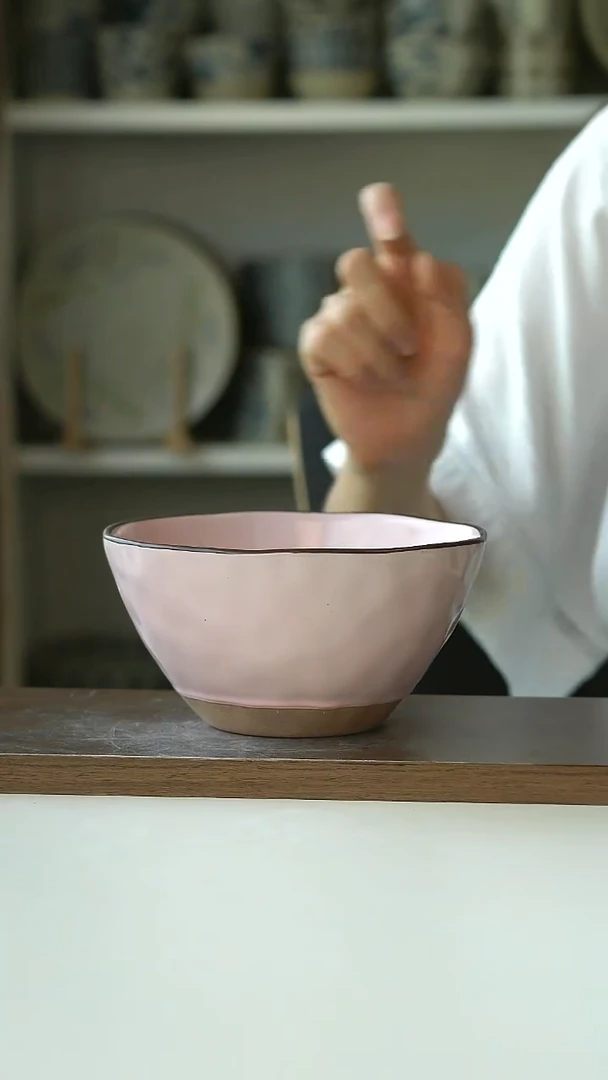 微瑕出德国仙女粉蓝面汤碗15cm@4-2@