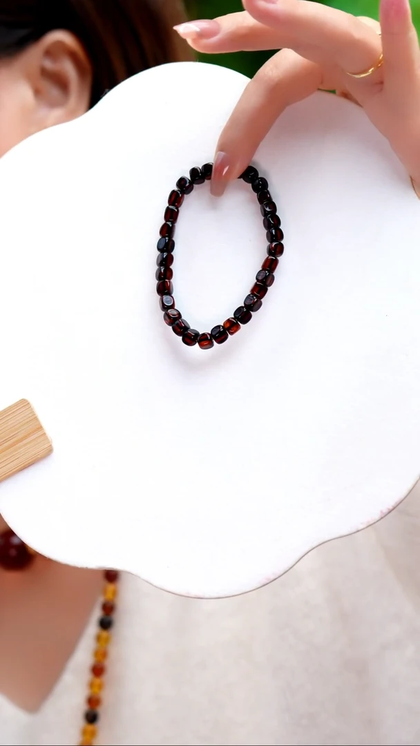 手链琥珀未镶嵌5mm血珀方糖随形手串