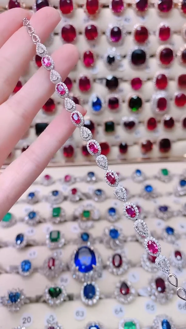 18K金镶嵌18K金手链红宝石1