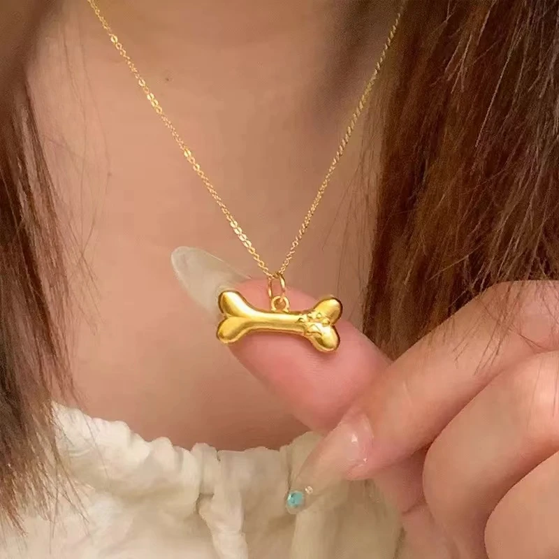 铜合金吊坠 【小李饰品】吊坠女可爱骨头锁骨链简约时尚设计高级感