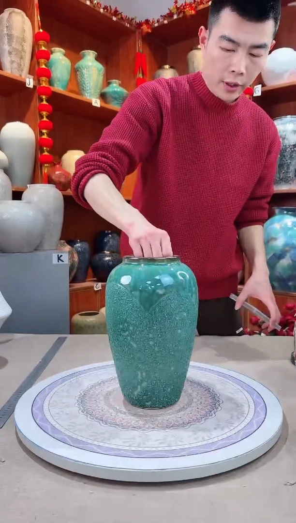 【闪购商品】瓶陶瓷花瓶 无花微瑕 绿森林中号