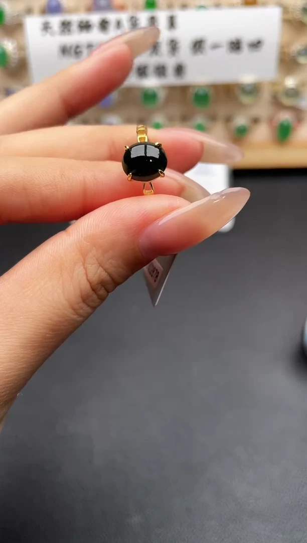 银S925镶嵌戒指翡翠一物一证一礼盒