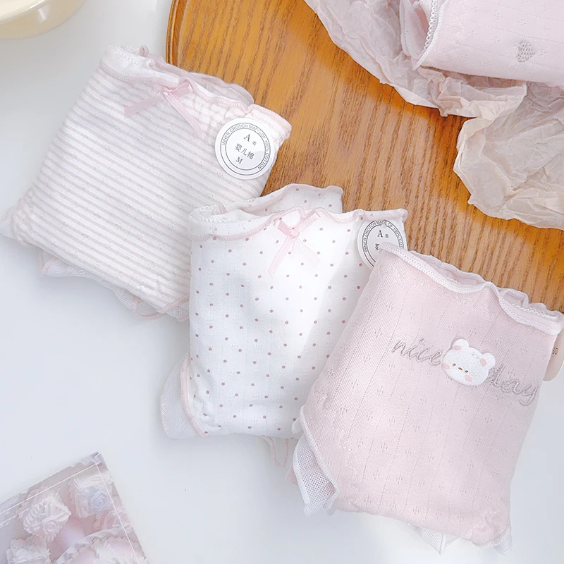 福福小熊~可爱纯棉内裤女生A类婴棉抗菌学生2025新款夏季薄款蕾丝