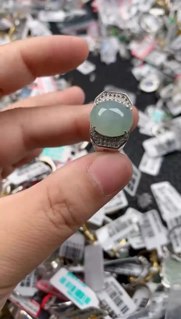 银S925镶嵌戒指翡翠888     6