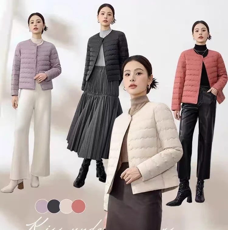 《003波浪款》女秋冬新款波浪纹绗线圆领内搭羽绒服