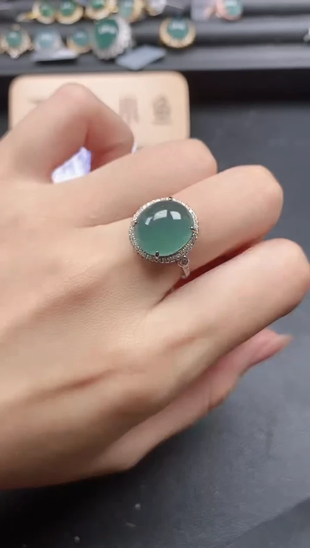 翡翠戒指银S925镶嵌51511