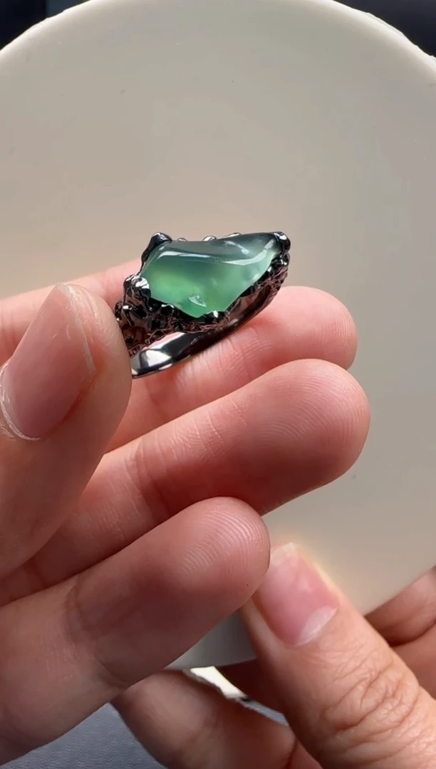 9K金镶嵌定制翡翠天然A 货翡翠