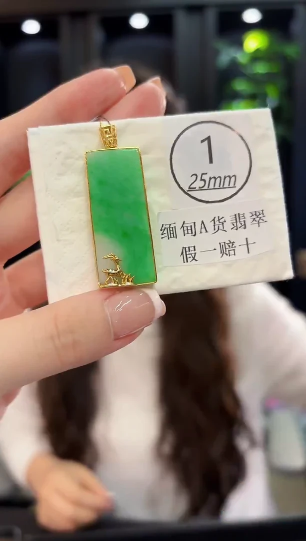 颈饰18K金镶嵌翡翠 缅料A货/支持复检/一件