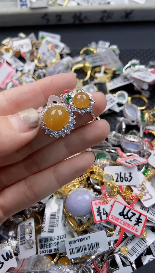 翡翠戒指银S925镶嵌333---8