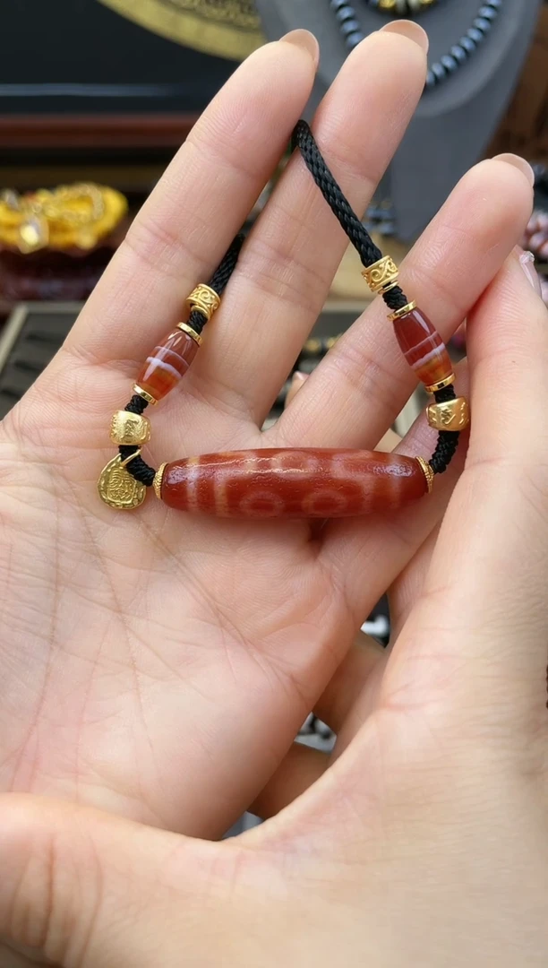 未镶嵌颈饰玛瑙/玉髓美泓精品高油红肉七眼颈饰