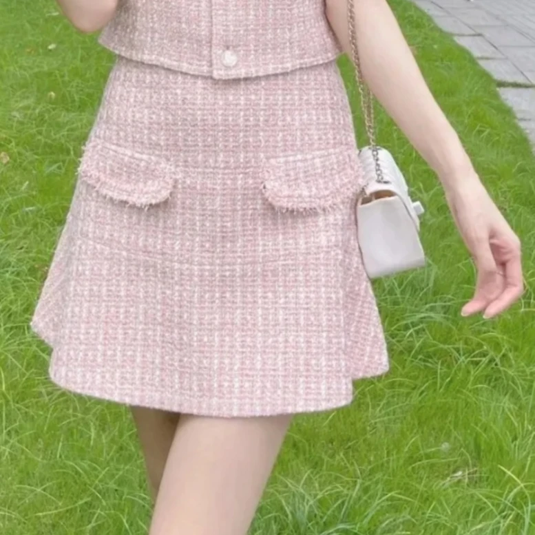 AMASS/阿玛施早春时尚复古小香千金风半身裙花呢A字型短裙5200289