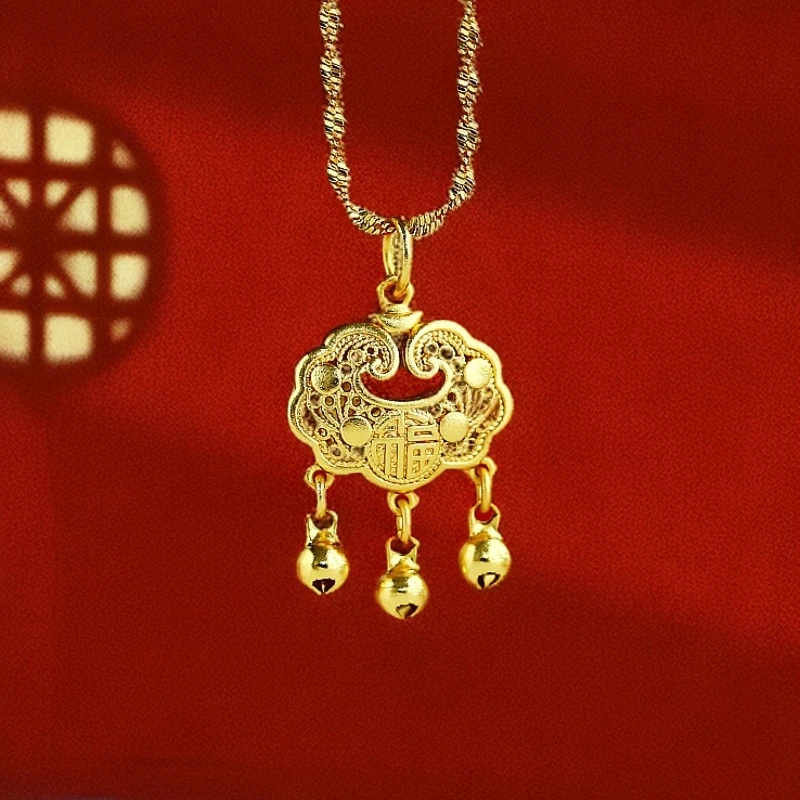 【小小】国潮风时尚大气女士款 如意锁合金吊坠（ ZL74024） 赠合金链