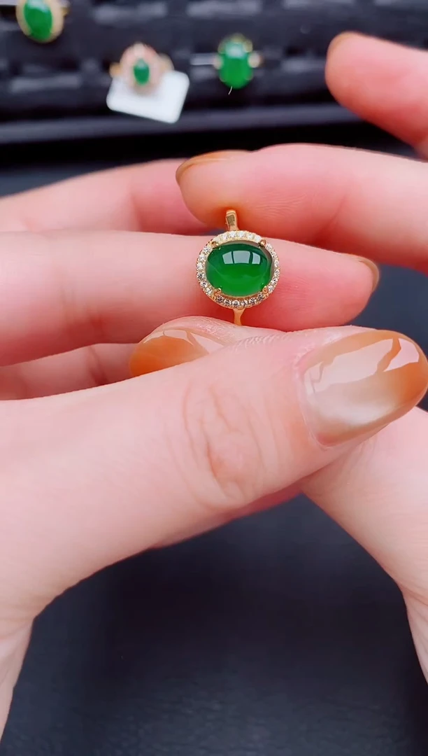 【闪购商品】翡翠戒指银S925镶嵌天然a货翡翠272