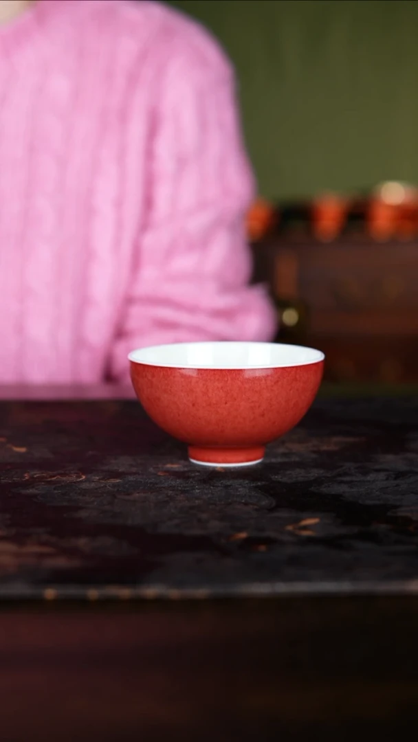 杯子白泥景德镇纯手工陶瓷豇豆红