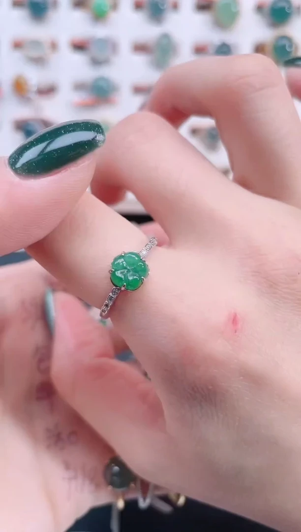 银S925镶嵌戒指翡翠天然翡翠