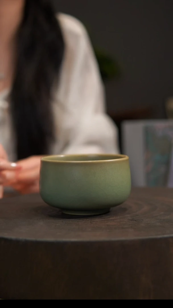 杯子葬禅定杯底款 汝州原产地  原矿老釉