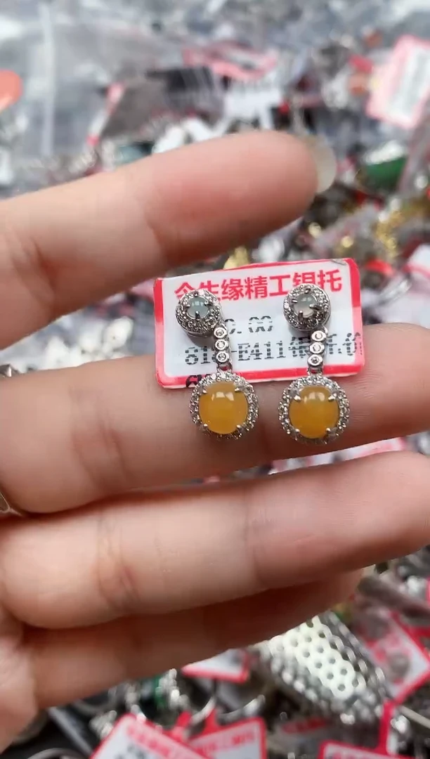 银S925镶嵌戒指翡翠天然A货缅甸翡翠