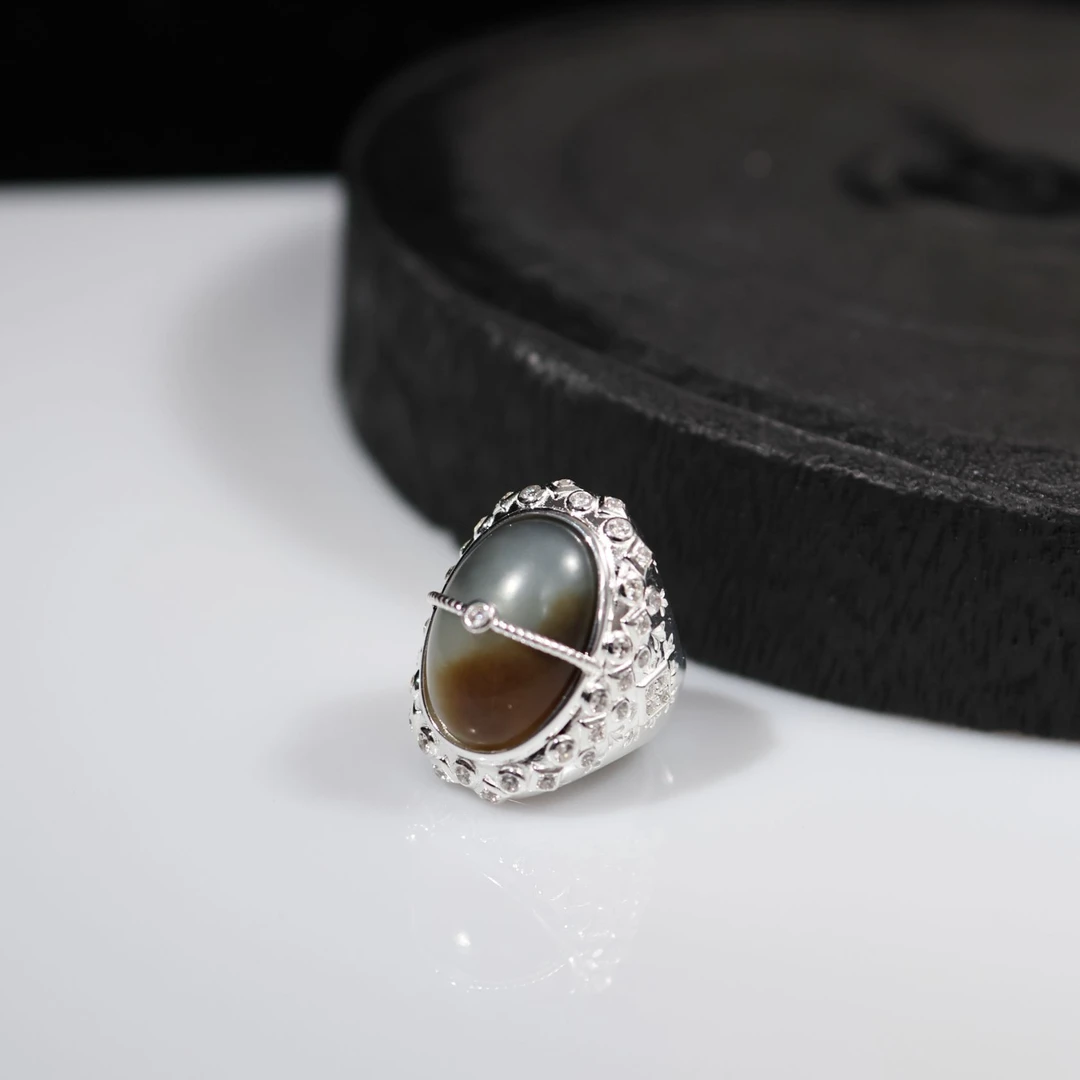 【兰古】和田玉*戒指*s925银镶嵌楼兰