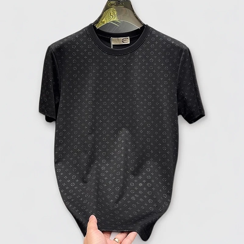 A.D Hepburn夏季新款个性印花短袖T恤闪粉满天星凉感圆领修身体恤