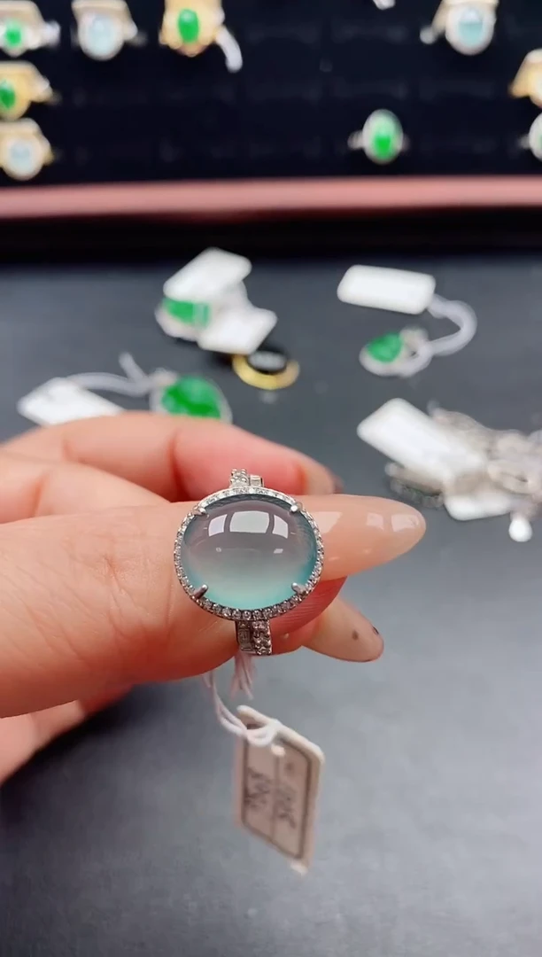 银S925镶嵌戒指翡翠1