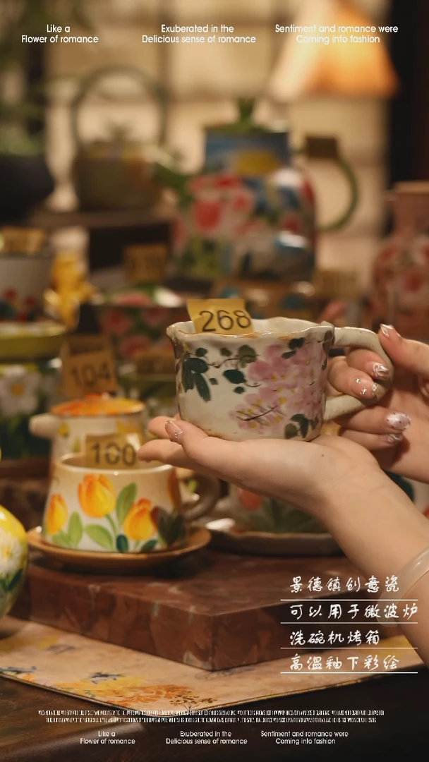 陶瓷268景德镇高温手绘釉下彩设计师款式