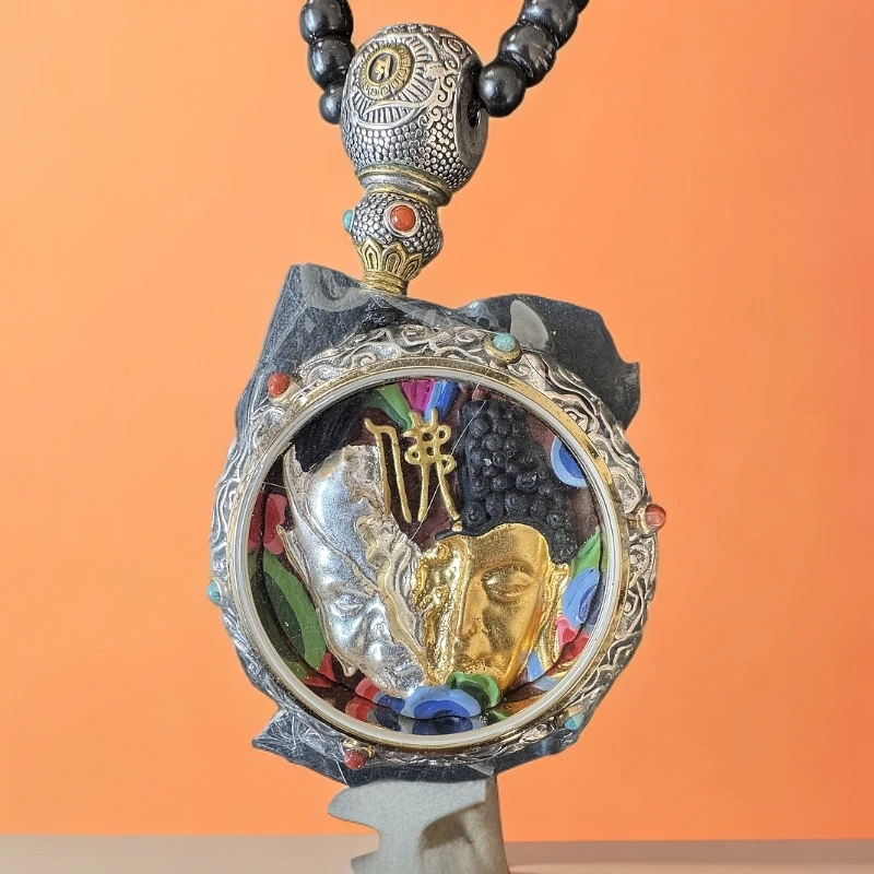 一生安本命佛唐卡吊坠国风圆形彩唐卡