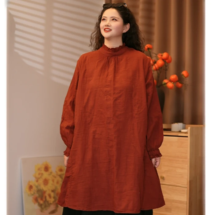 【写生】新款前后两穿慵懒风木耳边极简风中长款长袖四季通用衬衣女
