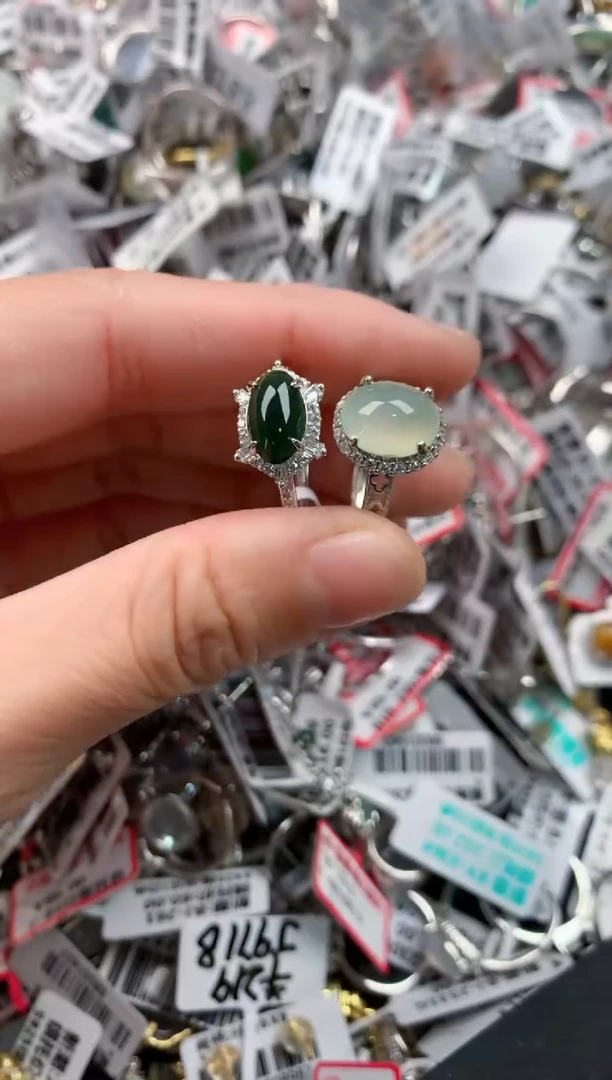 银S925镶嵌戒指翡翠444------9