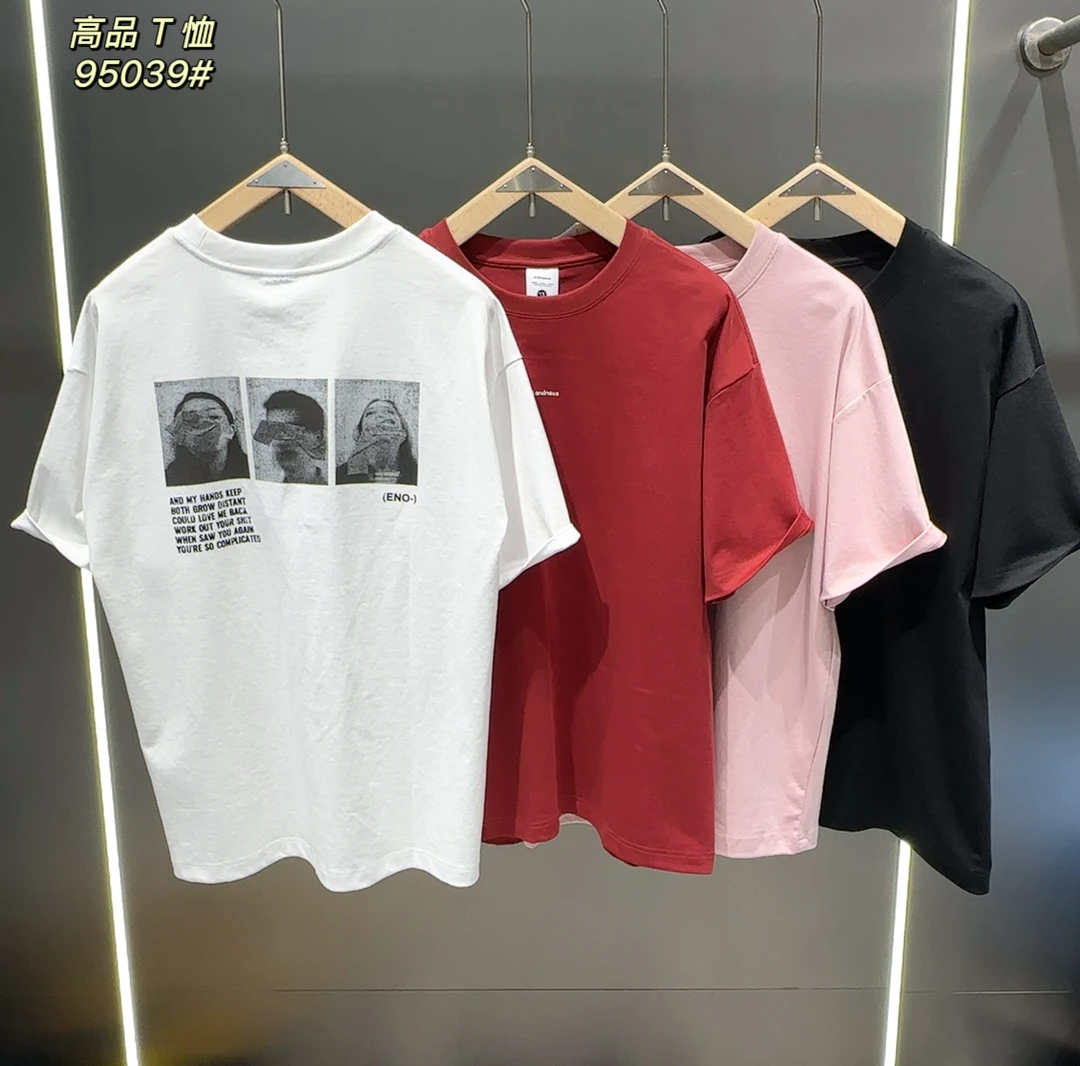 【双面液氨】潮牌直喷印花简约百搭透气舒适宽松情侣款T恤 95039