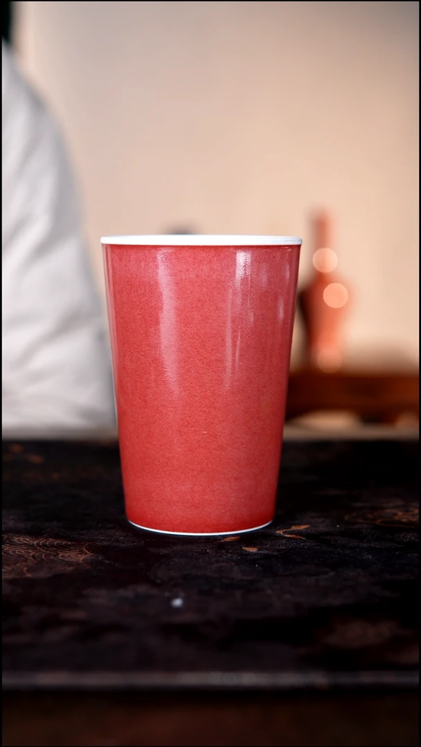 杯子白泥豇豆红陶瓷