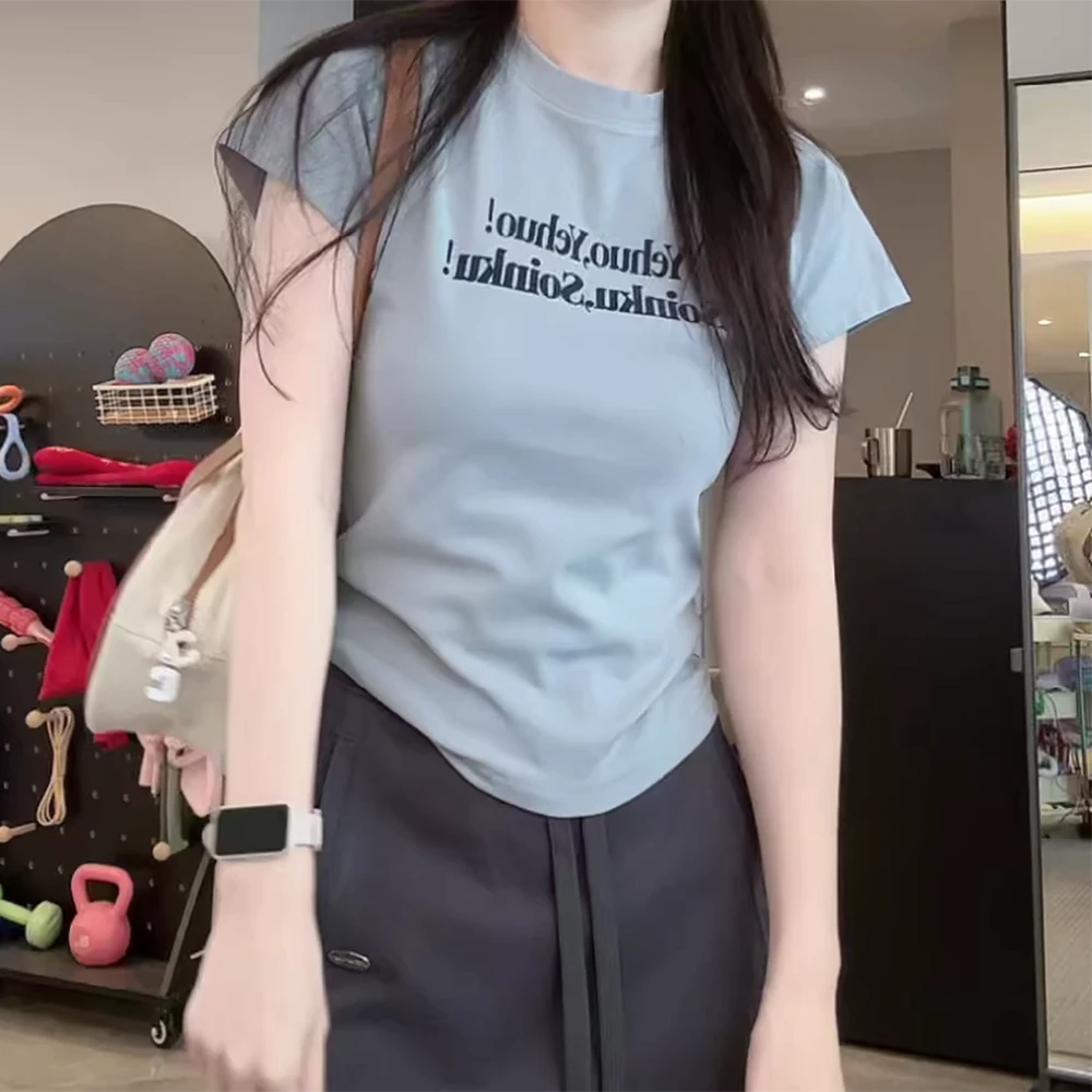 2025新款短袖字母印花T恤百搭夏款C5327