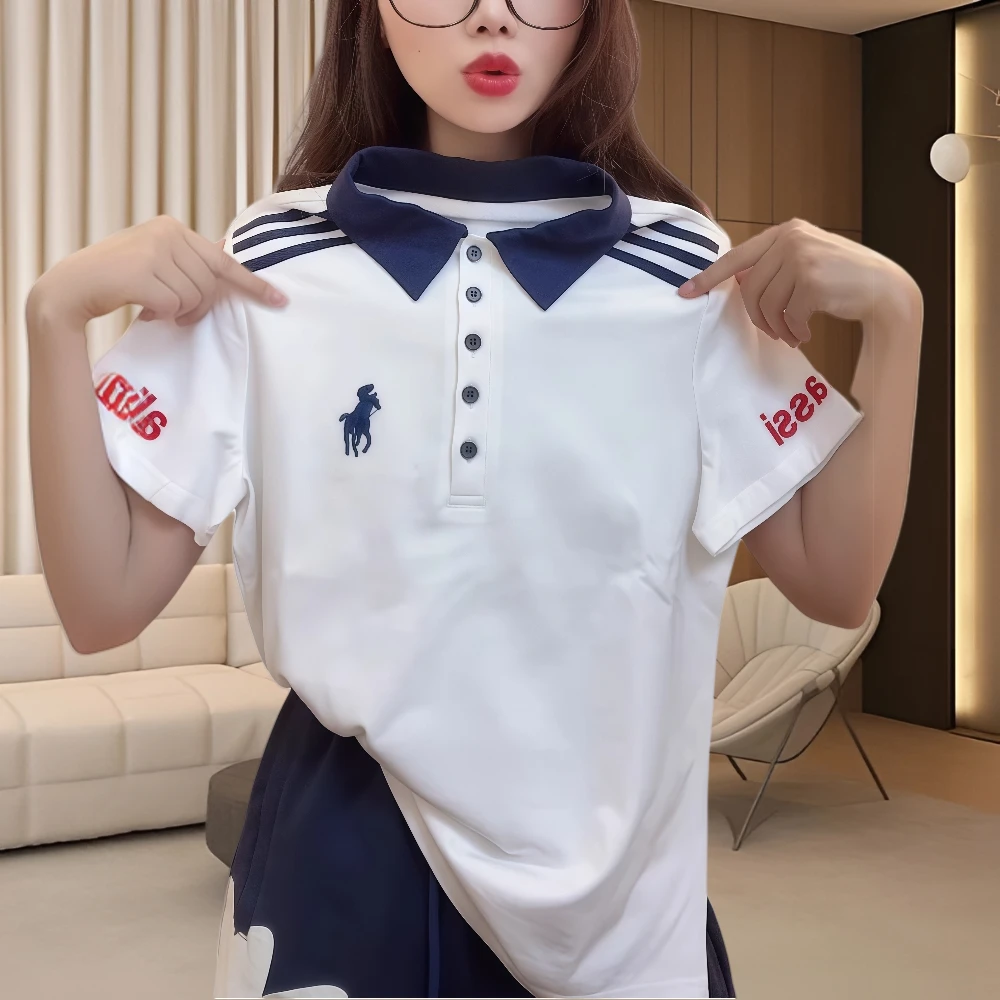 【纯棉】小马撞色洋气显瘦女士休闲t恤洋气衣服女2025夏季短袖女T恤