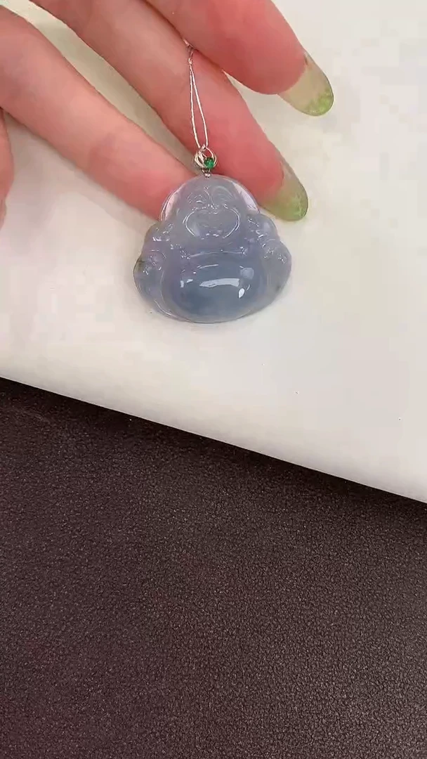 颈饰18K金镶嵌翡翠天然缅甸a货翡翠