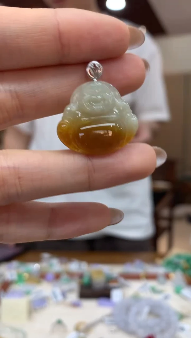 吊坠(不含链)18K金镶嵌翡翠佛公