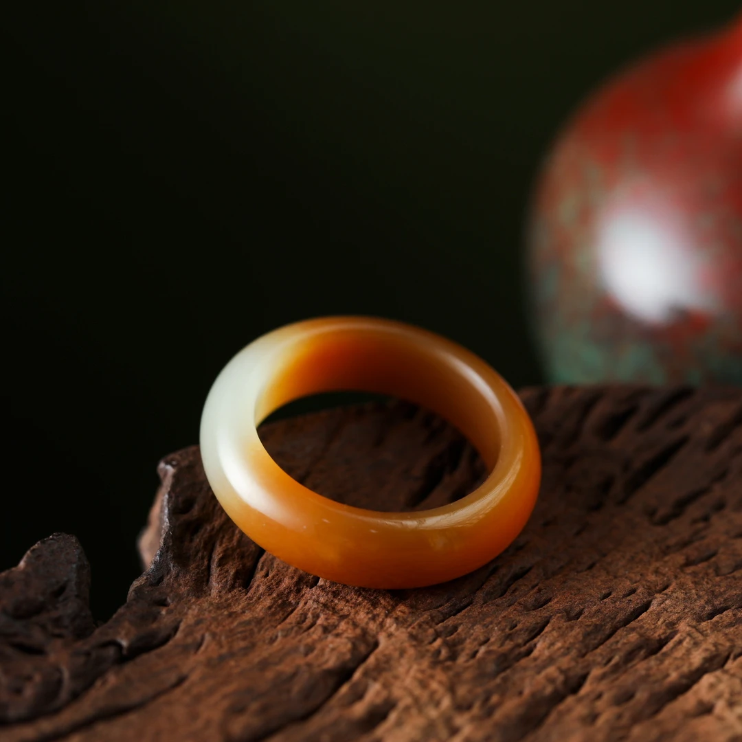 【意婵】（戒圈17）精品天然和田玉糖白戒指-905340