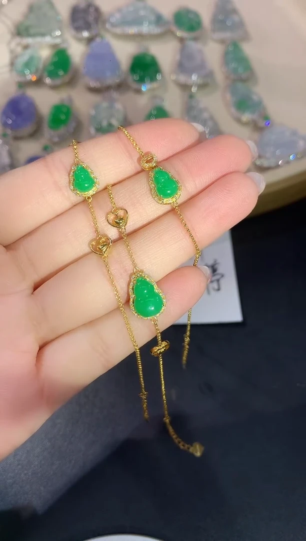 18K金镶嵌手链翡翠Q178|多样性发其一|3980