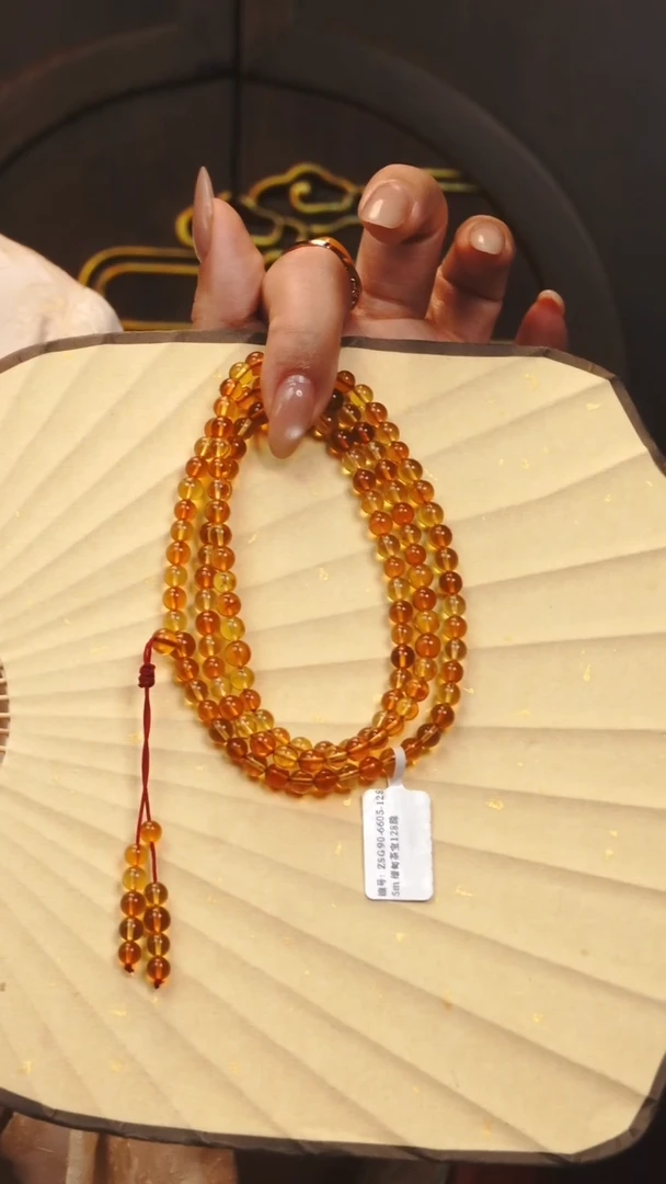 未镶嵌琥珀耳饰茶宝128珠*